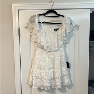 Lulu's White Ruffle Mini Dress